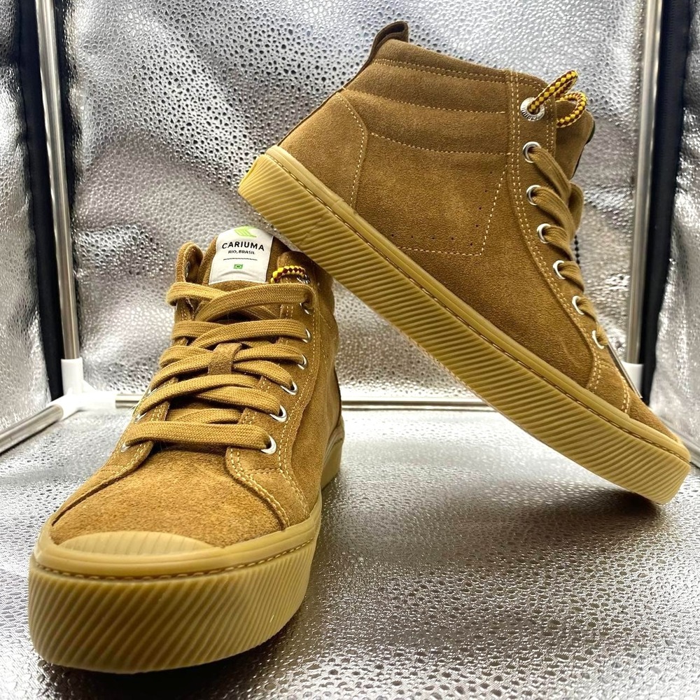 Cariuma OCA High Suede Shoes Mens 6.5 Womens 8 Camel Skate Sneaker Gum Sole